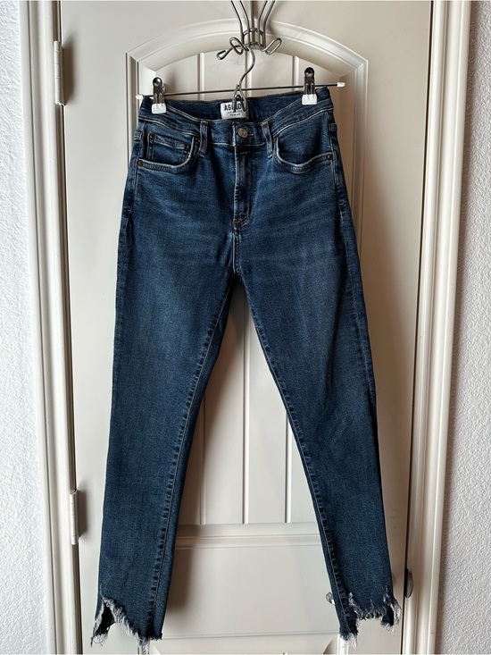 Agolde Denim - Agolde High-Rise Medium-Dark Blue Skinny Raw Hem Jeans size 27